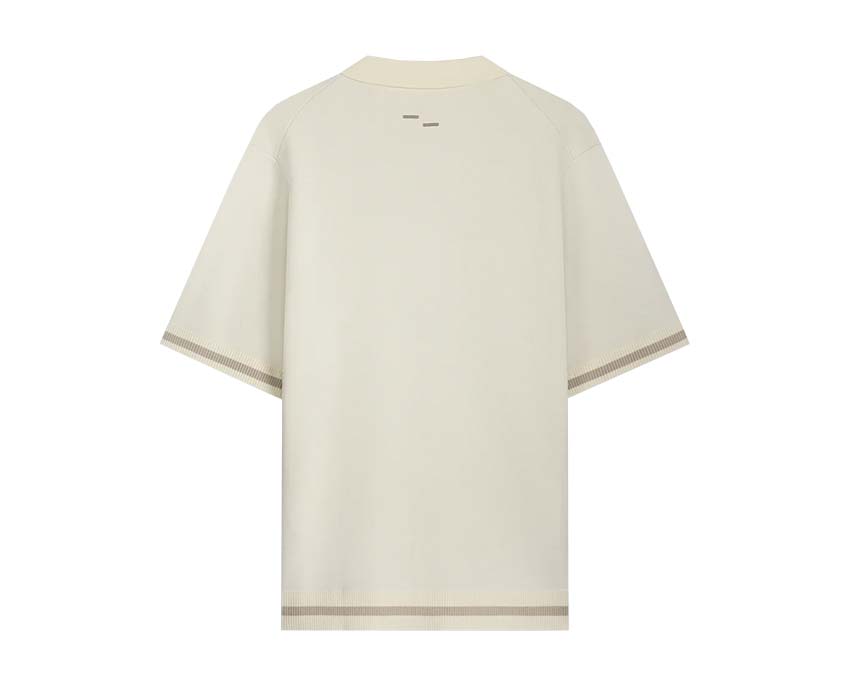 Filling Pieces Knit Shirt Classic détail — détail tricot col boutonné blanc