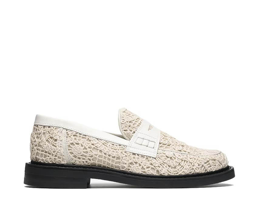 Filling Pieces Loafer Crochet White — Damen-Loafer Häkelarbeit handgefertigt