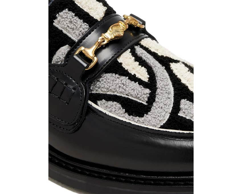 Filling Pieces Loafer Gowtu Black Grey Seitenansicht — schwarz-graues Leder