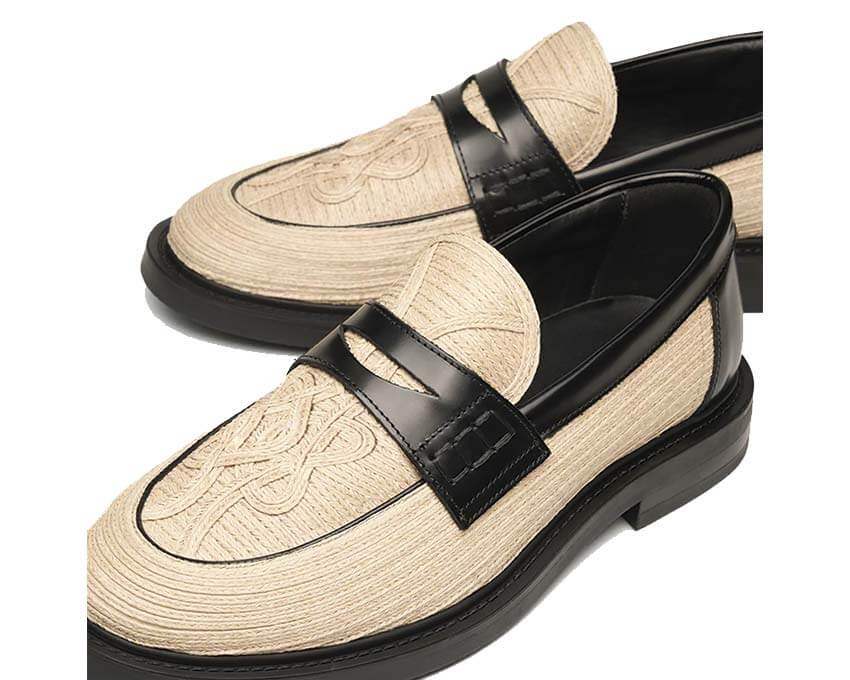 Filling Pieces Loafer Solid Raffia Natural suela — suela de cuero