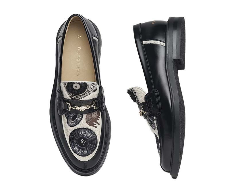 Filling Pieces Loafer Vinyl Black Detail — Zehenkappe verziert sorgfältige Ausführung
