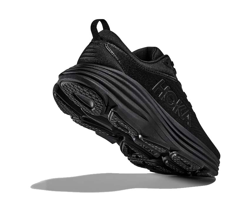 HOKA Bondi 8 Black vue latérale — technologie Meta-Rocker