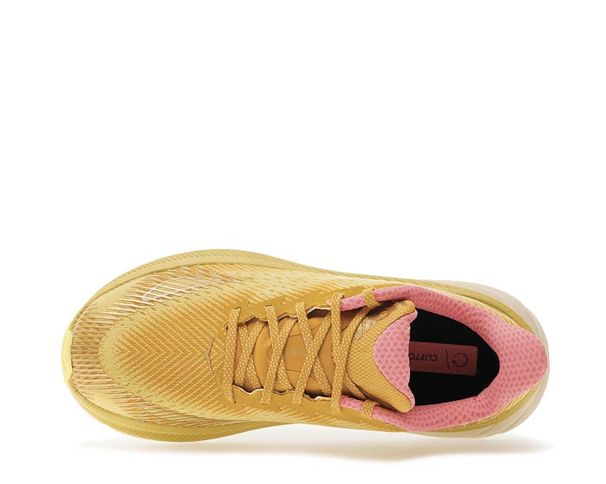 HOKA Clifton 9 GTX Varsity Yellow vue latérale — technologie Meta-Rocker