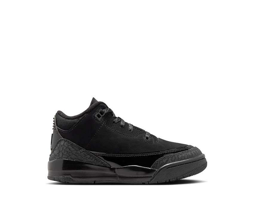 Jordan 3 Retro Black Cat PS Black Dark Charcoal — sneakers enfant cuir elephant print