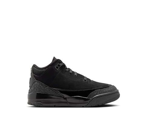 Jordan 3 Retro Black Cat PS Black Dark Charcoal — sneakers enfant cuir elephant print