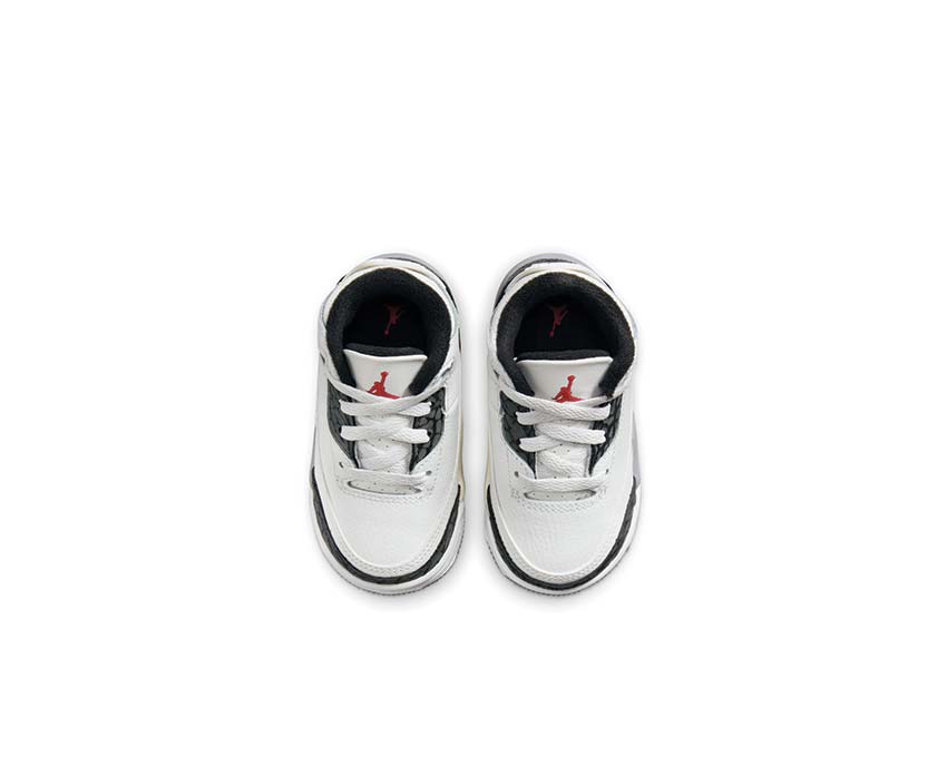 Jordan 3 Retro TD White detalle — parte superior cuero blanco Jordan 3 niño