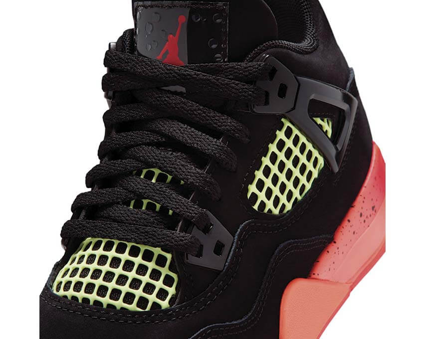 Jordan 4 Retro PS Infrared 23 side view — nubuck black Infrared kids Jordan 4