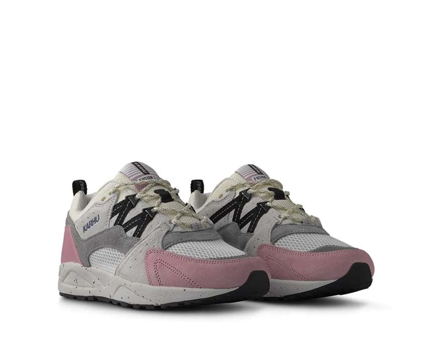 Karhu Fusion 2.0 Lilas Jet Black Lime vista laterale — mesh lilla e nero premium