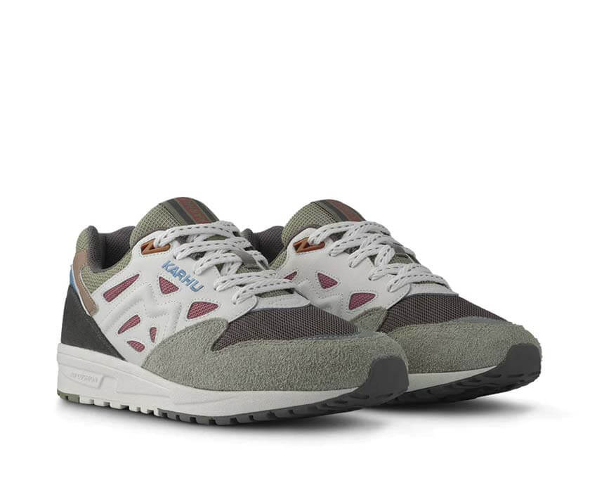 Karhu Legacy 96 Dark Gull Gray side view — suede and mesh grey