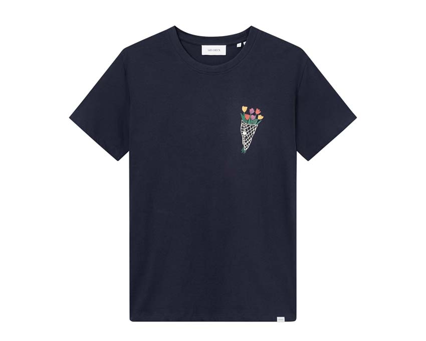 Les Deux Bouquet T-Shirt Dark Navy — Unisex-T-Shirt Baumwolle Bouquet-Motiv
