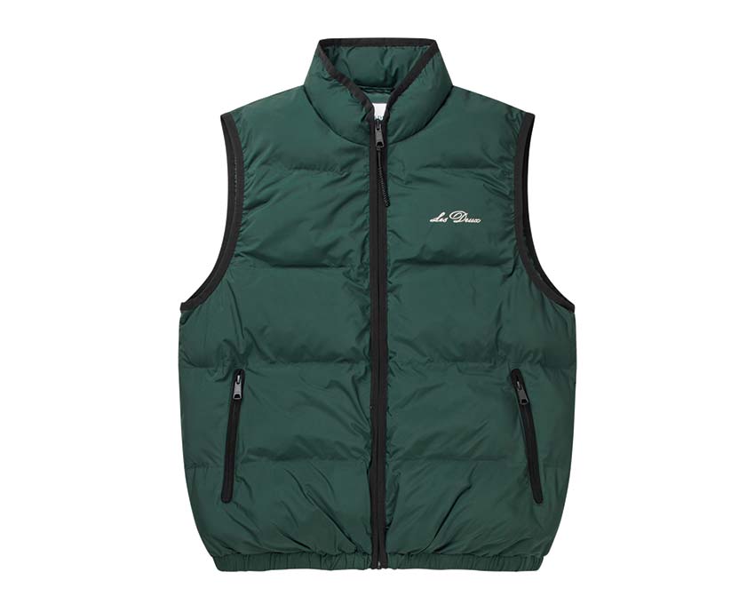 Les Deux Newport Padded Vest Pine Green — gilet unisexe matelassé chaud