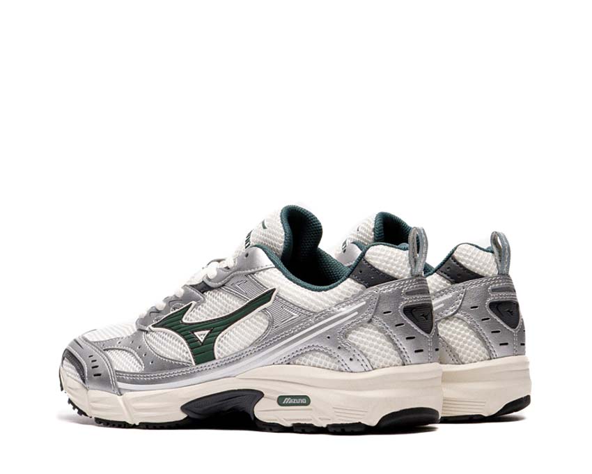 Mizuno MXR Sport Bistro Green Detail — zweifarbiges Obermaterial Snow White Bistro Green