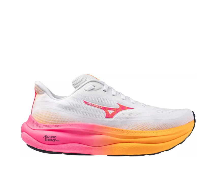 Mizuno Wave Sky 9 White Tang Orange Pink Tetra — sneaker homme running blanc