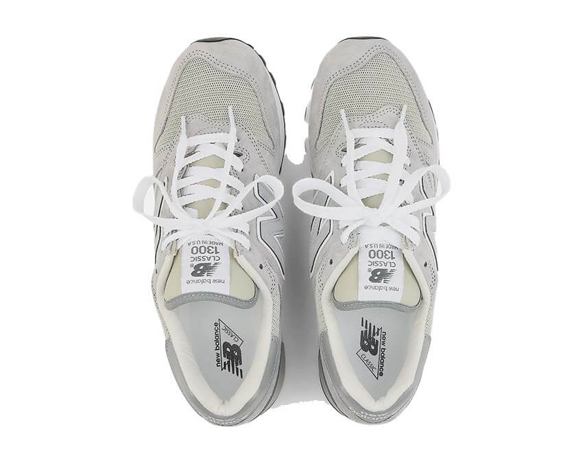 New Balance 1300 Kool Gray détail — nubuck premium fabriqué aux États-Unis