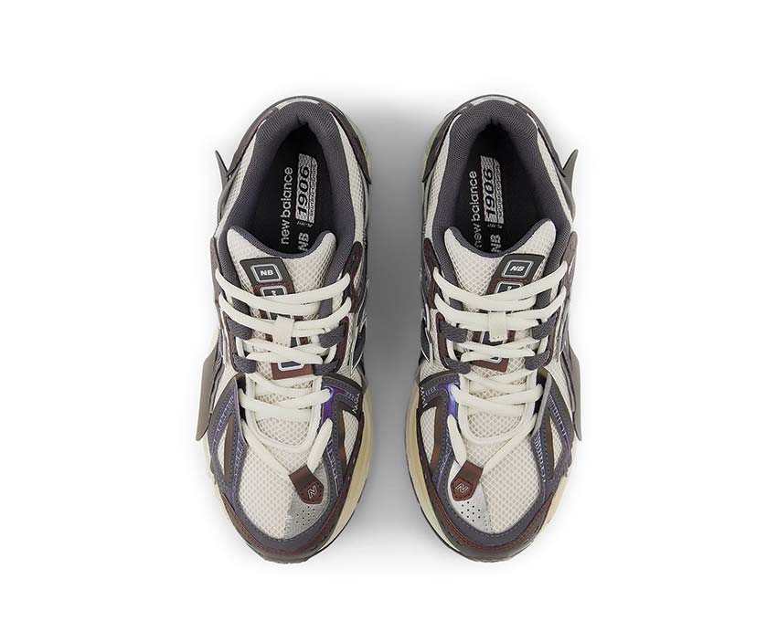 New Balance 1906A Classic Crimson/Sea Salt/Black Cement detail — suede and nubuck overlays