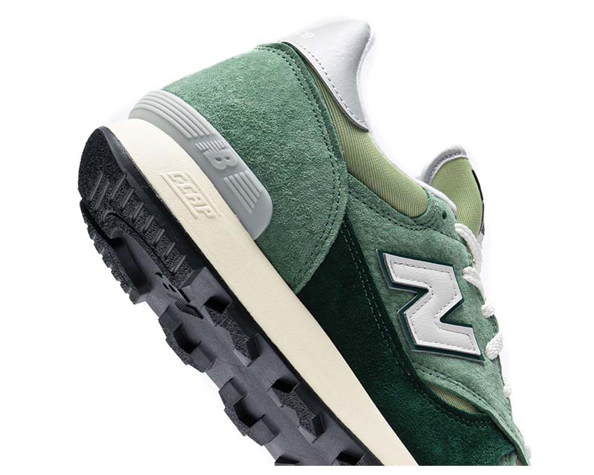 New Balance 475 Everglade Green Mallard Green dettaglio — mesh bicolore verde