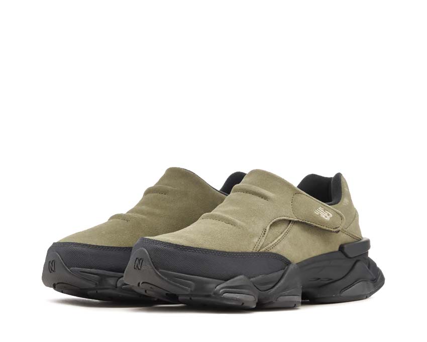 New Balance 8040 Dark Olivine détail — matières mixtes mesh et TPU
