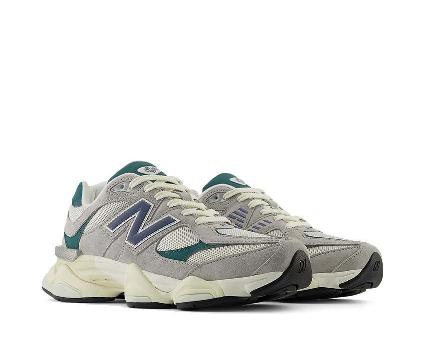 New Balance 9060 Concrete vue latérale — tige suède et mesh gris