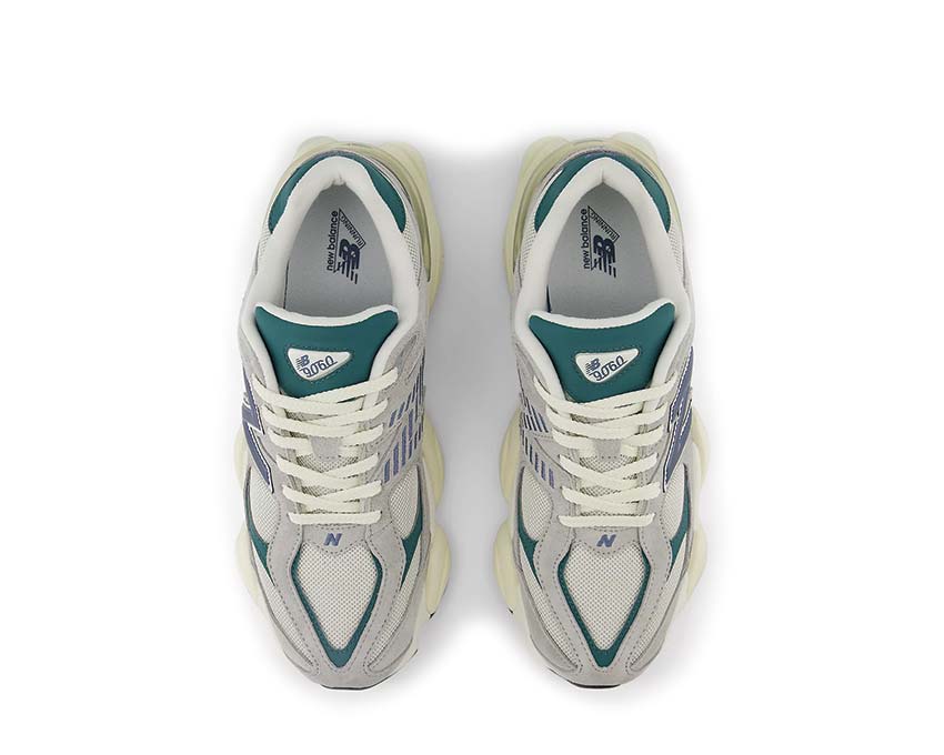 New Balance 9060 Concrete détail — matière suède texturé premium