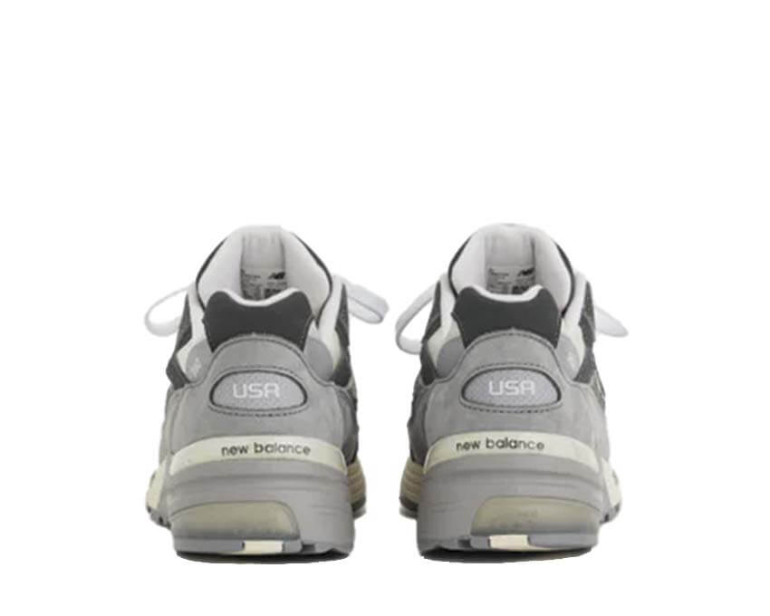 New Balance 992 Shadow Grey détail — construction technique multimatières grise
