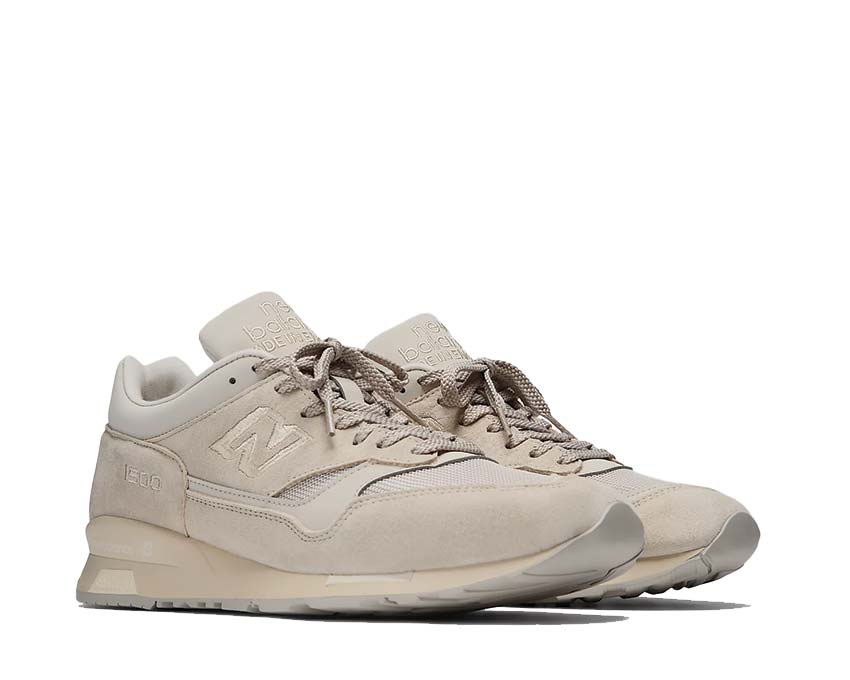 New Balance 1500 Made in UK Silver Birch vue latérale — tige en cuir et mesh premium
