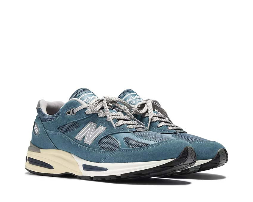 New Balance 991v2 Made in UK Tapestry vue latérale — mesh et suède tons chauds