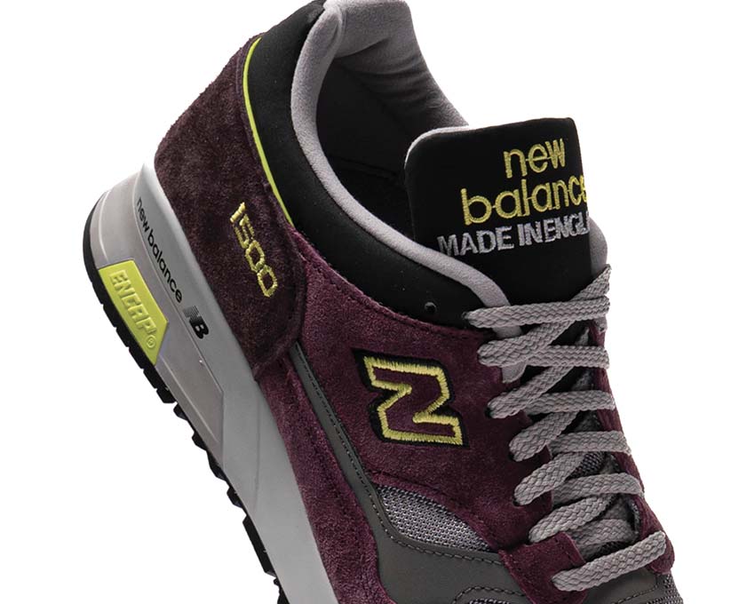 New Balance 1500 Made in UK Plum Wine détail — finitions artisanales Angleterre