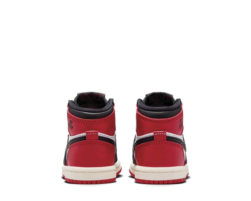 Jordan 1 Retro High OG Black Toe TD detalle — cuero perforado Black Toe niños