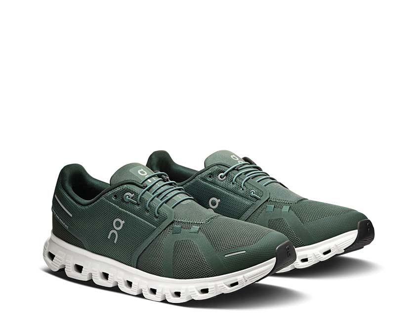 On Cloud 6 Evergreen vista lateral — parte superior ligera running hombre
