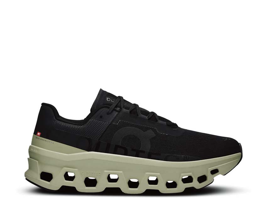 On Cloudmonster Black/Acacia — scarpa running uomo CloudTec ammortizzazione lunga distanza