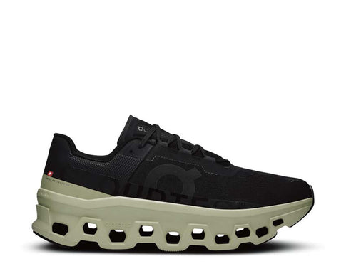 On Cloudmonster Black/Acacia — scarpa running uomo CloudTec ammortizzazione lunga distanza