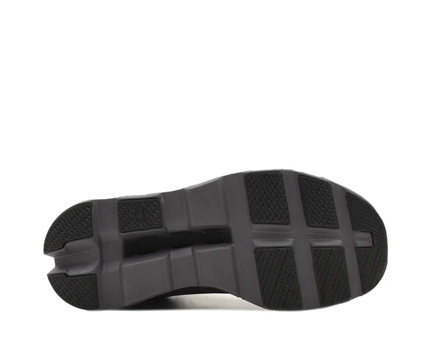 On Cloudmonster W Black/Magnet détail — tige mesh running femme