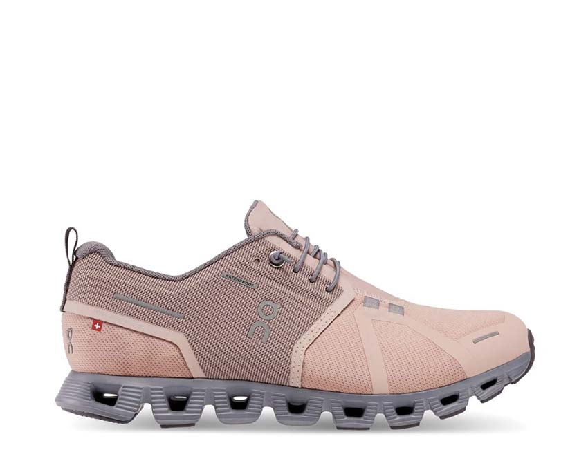 On Cloud 5 Waterproof W Rose Fossil — running femme CloudTec imperméable rosé