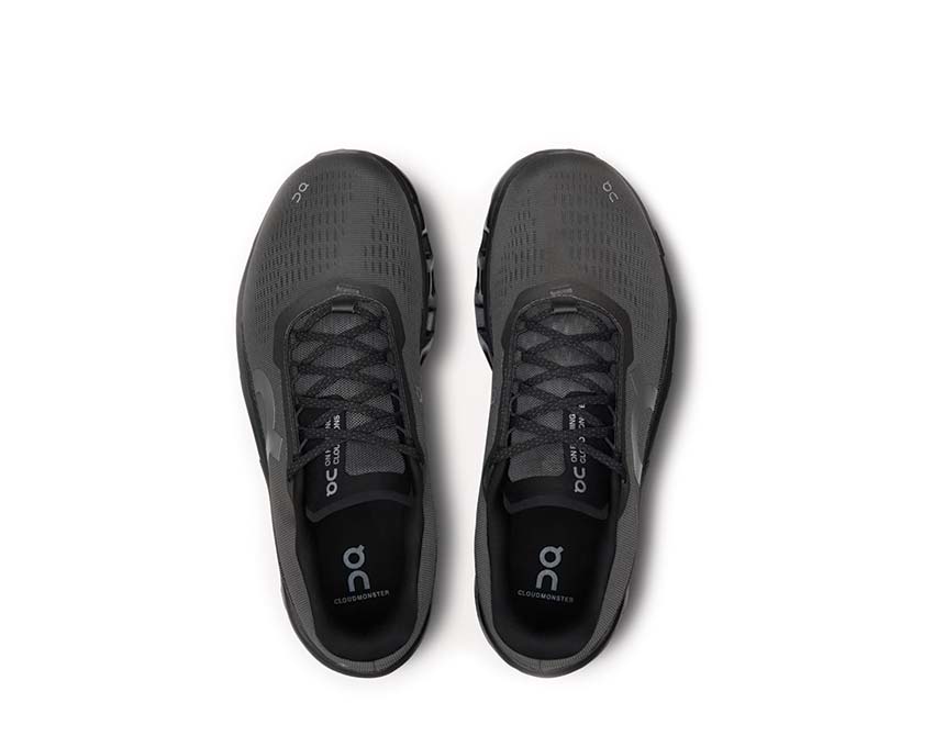 On Cloudmonster 2 Asphalt/Iron detail — mesh upper men's running shoe