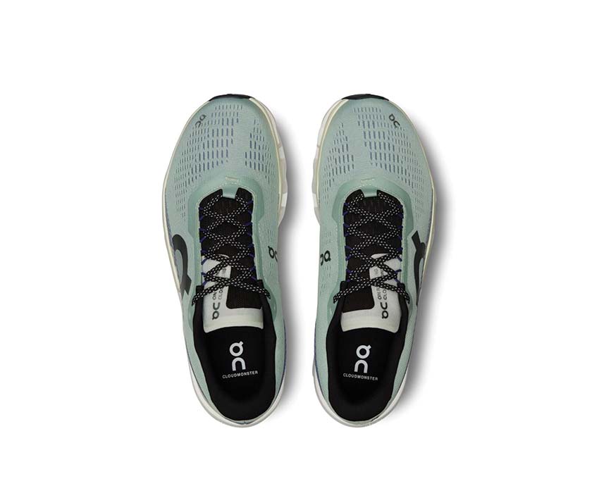 On Cloudmonster 2 Mineral/Aloe dettaglio — tomaia mesh scarpa running uomo