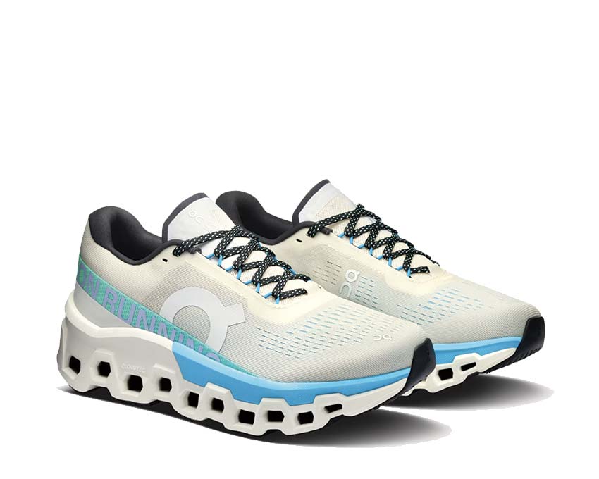 On Cloudmonster 2 W Cream/Horizon vue latérale — profil amorti femme