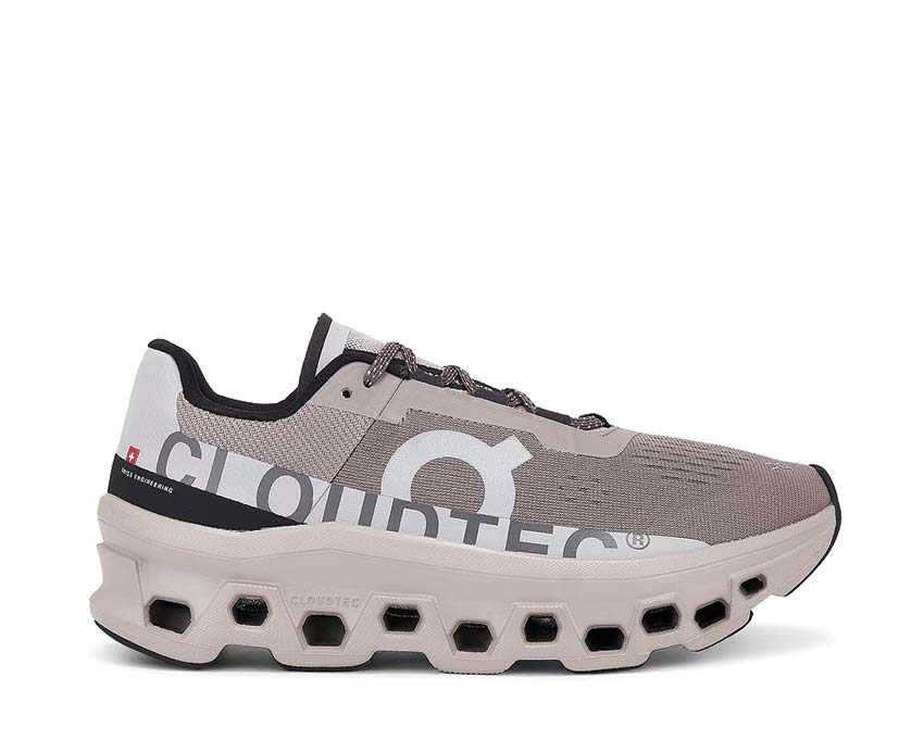 On Cloudmonster Cinder/Fog — zapatilla running hombre amortiguación CloudTec máxima