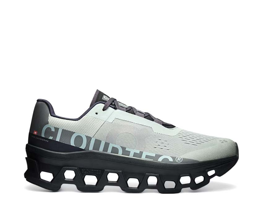 On Cloudmonster Glacier/Black — running homme amorti CloudTec longue distance