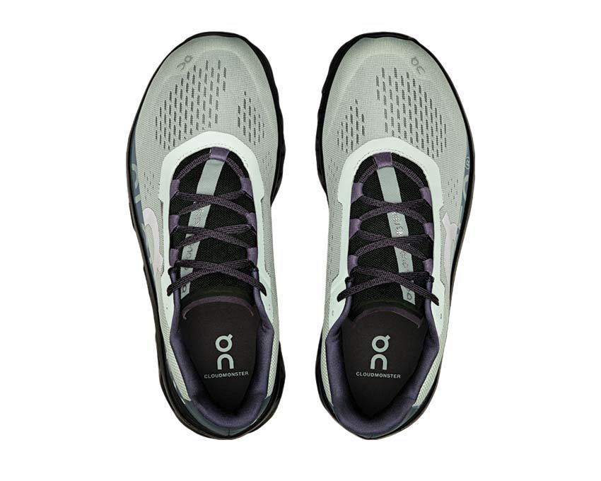 On Cloudmonster Glacier/Black détail — mesh aéré running homme