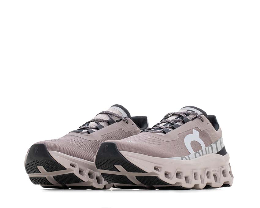 On Cloudmonster W Cinder/Fog side view — cushioning profile women's running