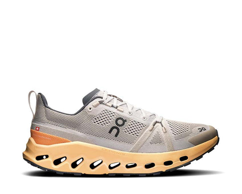 On Cloudsurfer Trail Silver/Blonde — men's light trail shoe Missiongrip sole