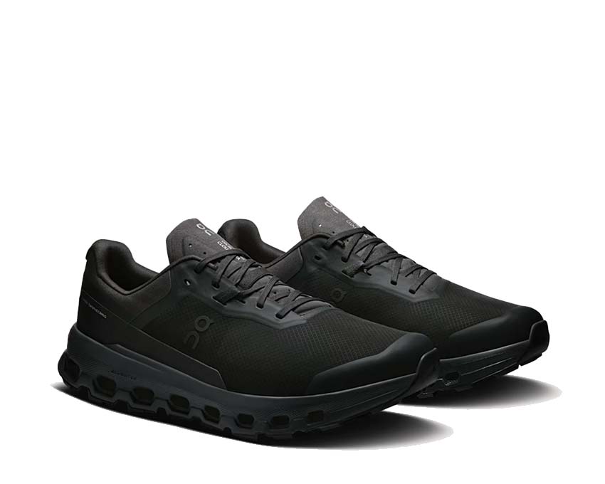 On Cloudvista 2 W Black Seitenansicht — Profil leichter Trail Damen-Laufschuh