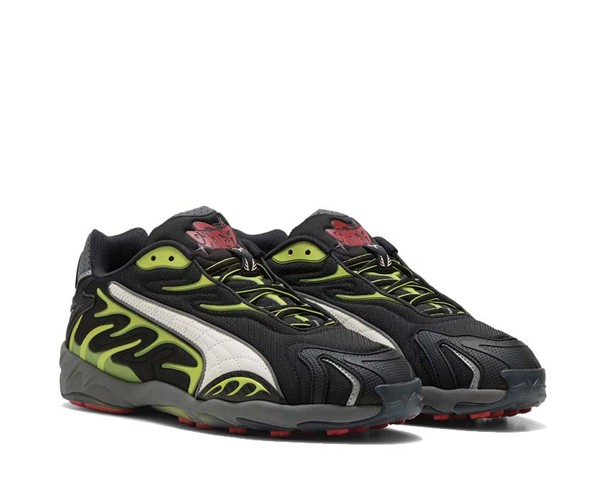 Puma x ASAP ROCKY Inhale Mesh Black White Lime vue latérale — mesh design