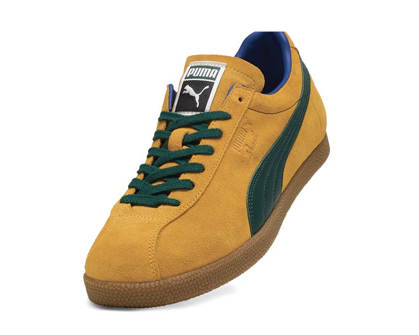 Puma Brasil Tangerine Dark Myrtle Seitenansicht — Vollnarbenleder