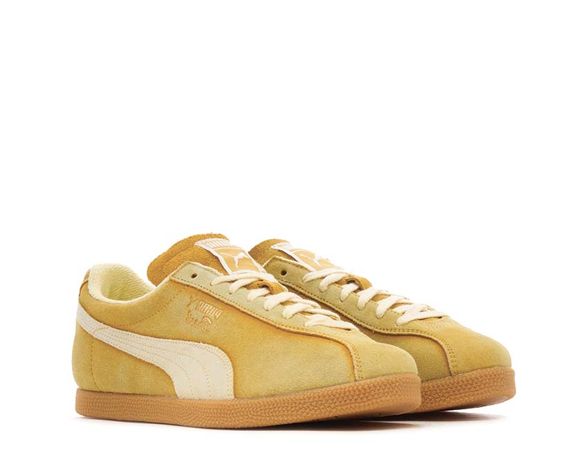 Puma Brasil NeverWorn V Archive Gold vue latérale — cuir or vintage