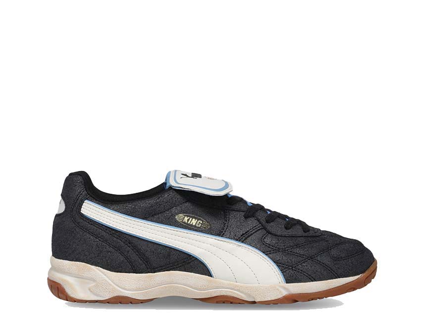 Puma King Indoor D10 Black Warm White — sneaker unisex indoor nero bianco caldo
