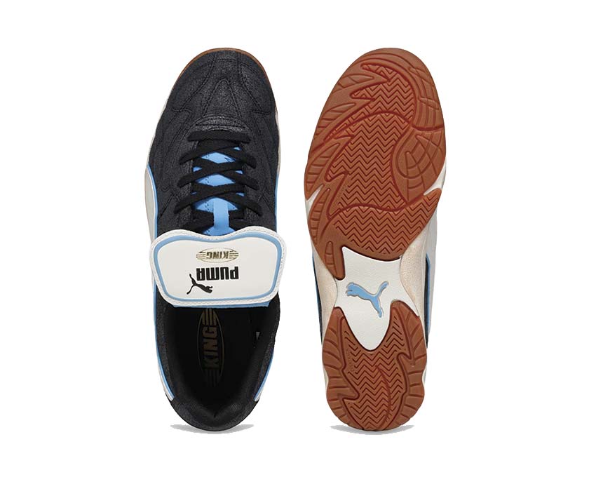 Puma King Indoor D10 Black Warm White dettaglio — logo King D10 ricamato