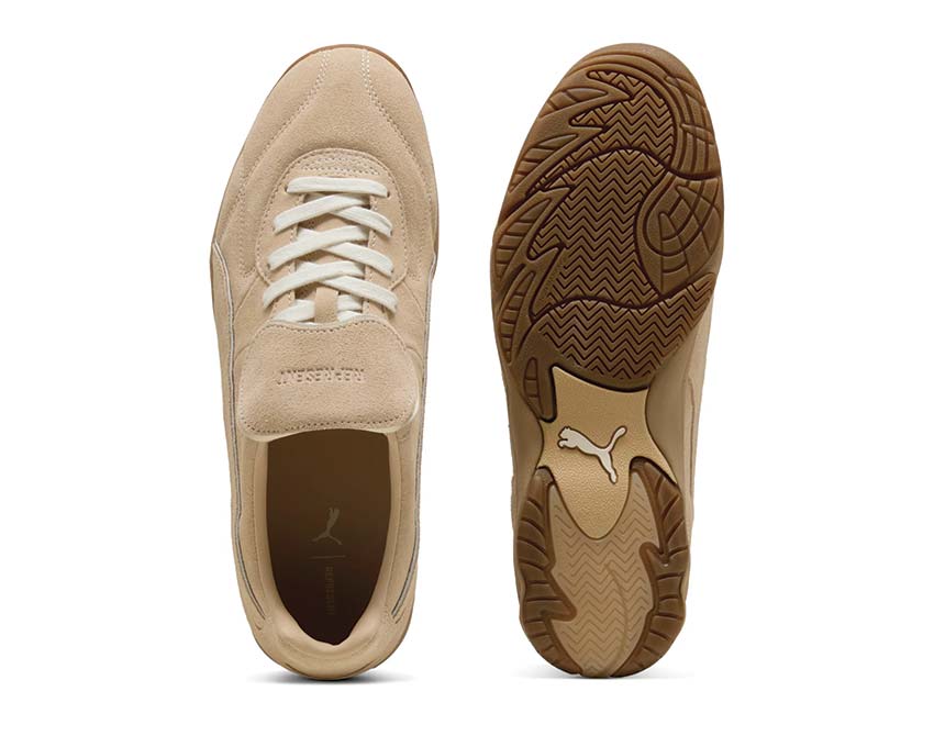 Puma King Indoor REPRESENT Beige Detail — Premium-Lederverarbeitung