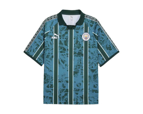 Puma MCFC KING Retro Jersey Bleu Tropical — maillot rétro Man City bleu tropical Puma