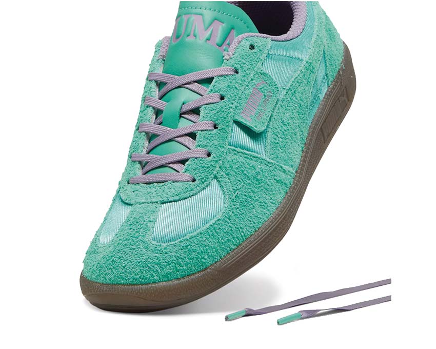 Puma Palermo Clobber Dresscode W Jade Frost vista lateral — cuero verde lila